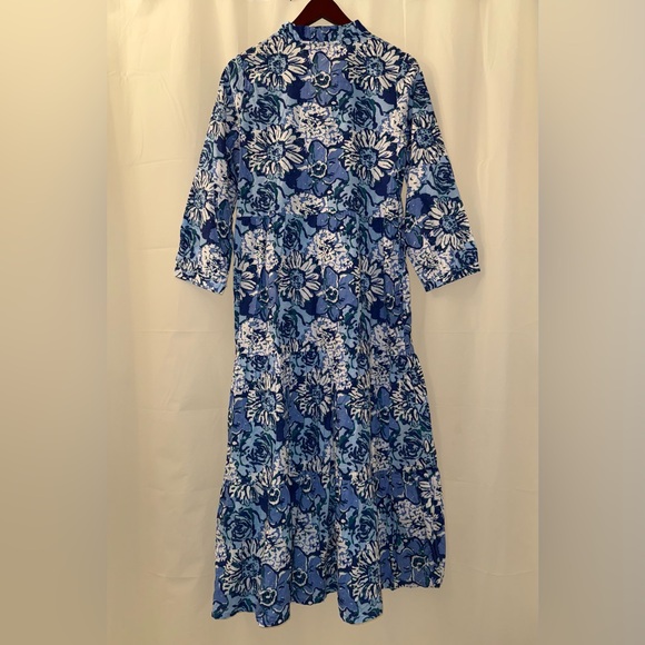 Liza Byrd Navy and White Floral Long Sleeve Maxi Dress - Picture 3 of 3